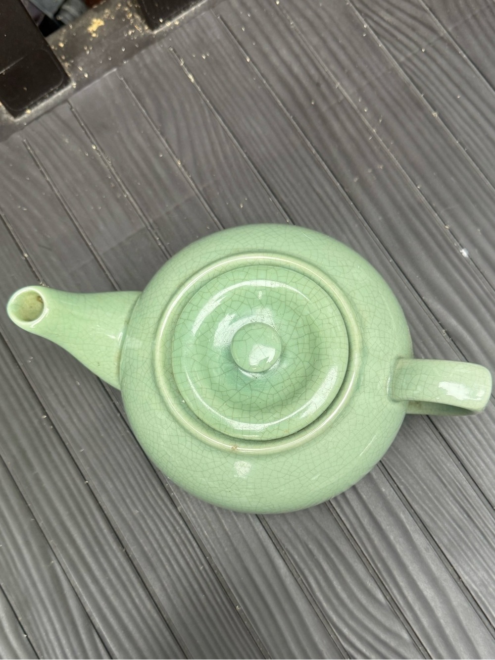 Celadon Green Ceramic Teapot with Crackle Glaze - Brand Unknown